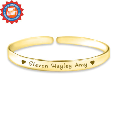 Personalised 18ct Gold Plated 8mm Endless Bangle