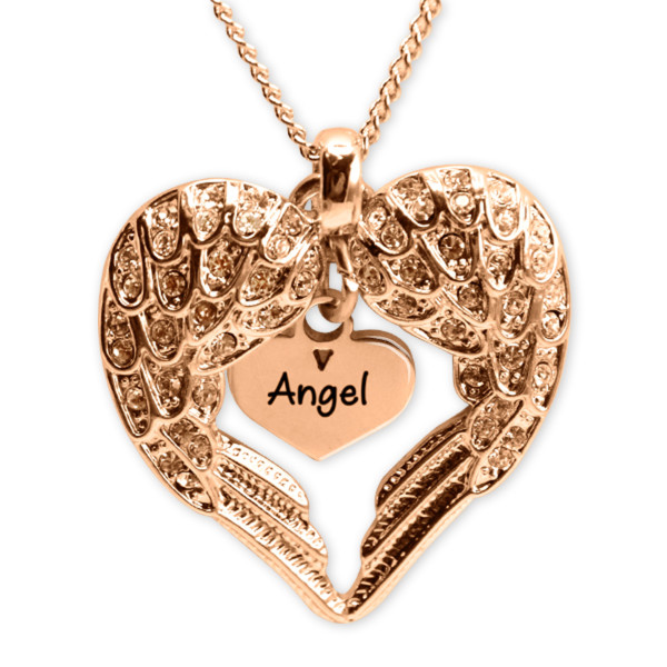 Engraved Rose Gold Heart Necklace with Heart Pendant - Personalised Gift Idea