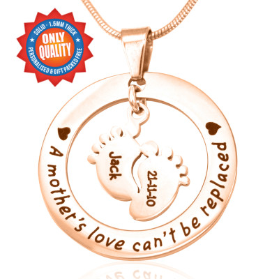 Personalised "Cant Be Replaced" 18ct Rose Gold Necklace - Single Feet 18mm