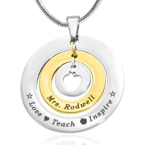Personalised Two-Tone Circles of Love Necklace for Teacher Gift