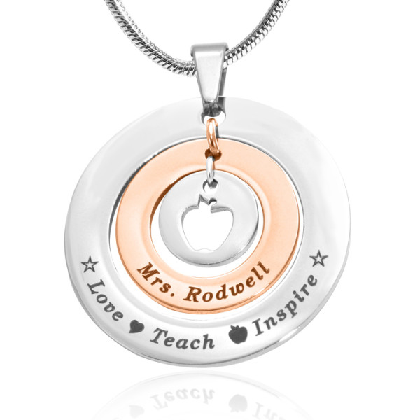 Personalised Circles of Love Necklace for Teachers - Two-Tone Rose Gold and Silver