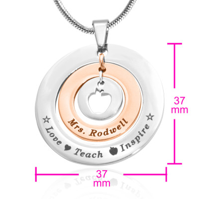 Personalised Circles of Love Necklace for Teachers - Two-Tone Rose Gold and Silver