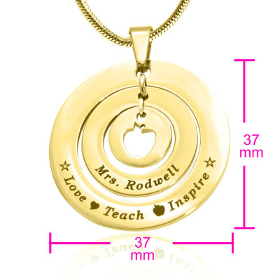 18ct Gold Plated Personalised 'Circles of Love' Necklace Gift for Teacher