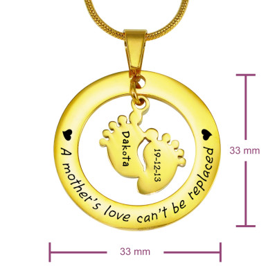 Personalised "Cant Be Replaced" 18ct Gold Plated Necklace - Single Feet 18mm