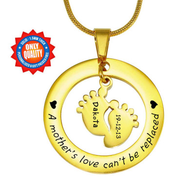 Personalised "Cant Be Replaced" 18ct Gold Plated Necklace - Single Feet 18mm
