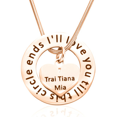 Personalised Circle My Heart Necklace - 18ct Rose Gold Plated - By The Name Necklace;