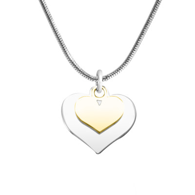 Personalised Double Heart Necklace Two-Tone in Gold and Silver