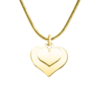 Customisable Double Heart Pendant Necklace, 18K Gold Plated