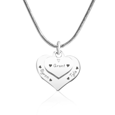 Personalised Sterling Silver Double Heart Necklace