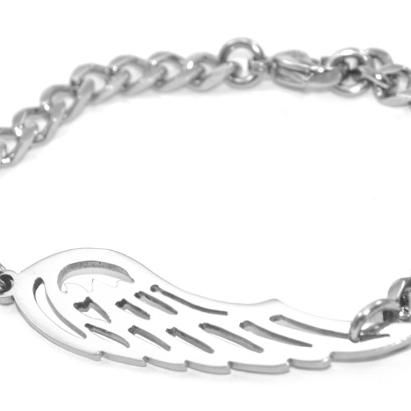 Engraved Sterling Silver Angel Wing Bracelet - Personalised Gift