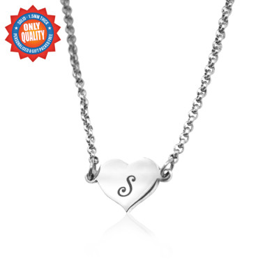 Custom Engraved Precious Heart Sterling Silver Necklace