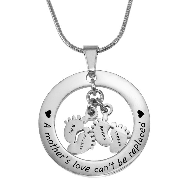 12mm Personalised "Can't Be Replaced" Double Feet Necklace