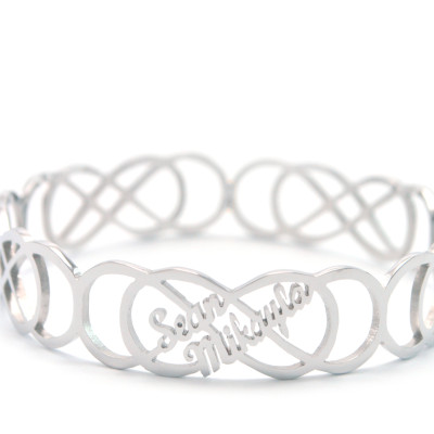 Personalised Endless Double Infinity Bangles - By The Name Necklace;