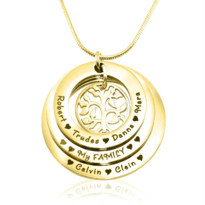 Personalised Family Triple Love - 18ct Gold Plated - By The Name Necklace;
