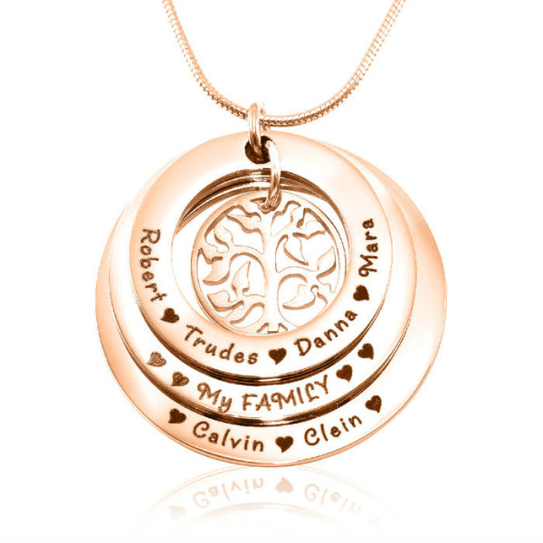 Personalised Triple Love Family Necklace - 18ct Rose Gold Plated