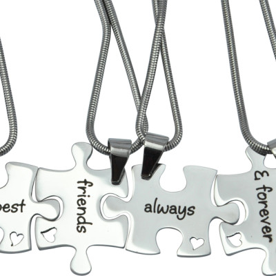 Custom 'Forever Friends' Puzzle & 2 Necklace Set