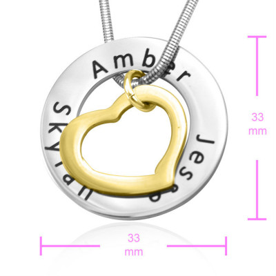 Custom Engraved Heart Pendant Necklace Two-Tone Gold & Silver