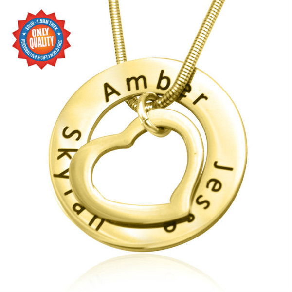 Personalised Heart-Shaped Gold-Plated Washer Necklace