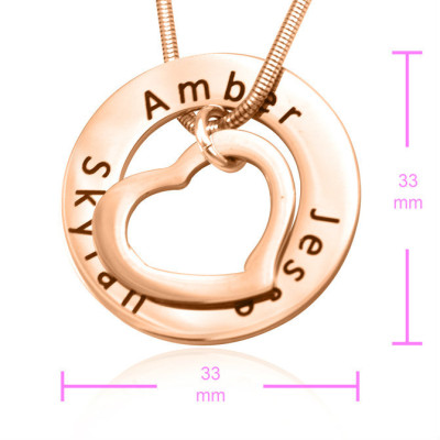Custom Heart Pendant Necklace - 18K Rose Gold Plated