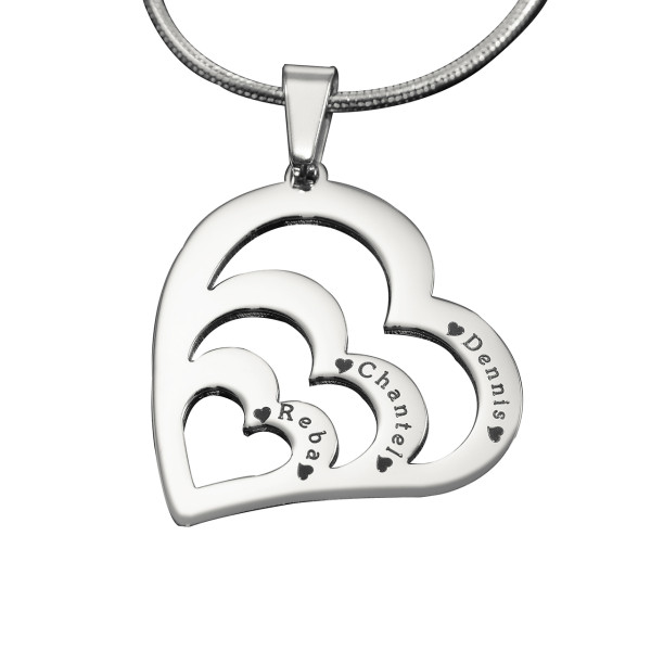 Personalised Sterling Silver Heart Necklace with Love Motif