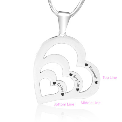 Personalised Sterling Silver Heart Necklace with Love Motif