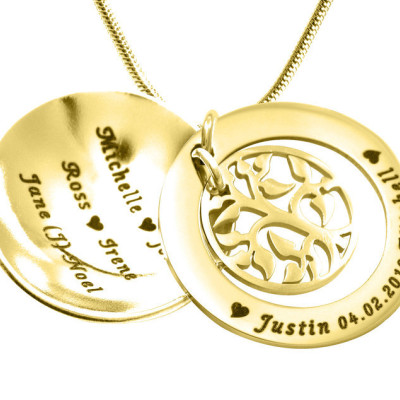 Personalised My Family Tree Dome Necklace - 18ct Gold Plated - By The Name Necklace;