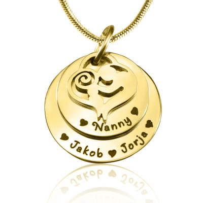Personalised Mother's Disc Double Necklace - 18ct Gold Plated - By The Name Necklace;