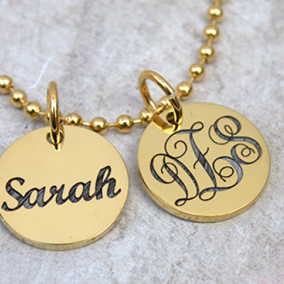 Personalised Monogram Initial Disc Necklace - By The Name Necklace;