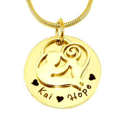 Personalised Mother's Disc Single Necklace - 18ct Gold Plated - By The Name Necklace;