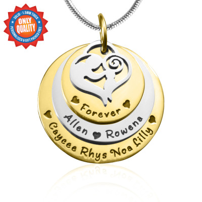 Customised Two Tone Gold & Silver Mother's Three Disc Necklace