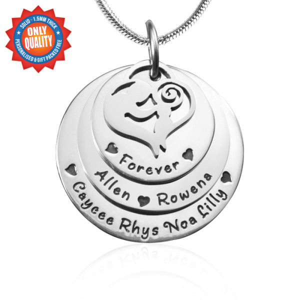 Engraved Triple Disc Necklace Gift for Mom - 925 Sterling Silver