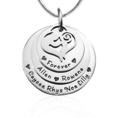Engraved Triple Disc Necklace Gift for Mom - 925 Sterling Silver