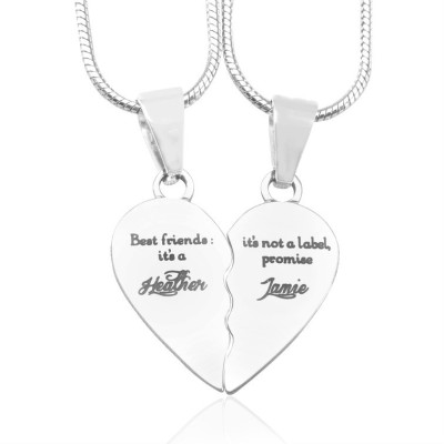 Customised Two Sterling Silver Best Friend Necklaces - Perfect Gift
