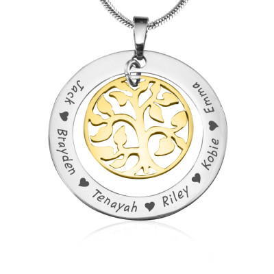 Customised Two Tone Gold My Family Tree Pendant Necklace