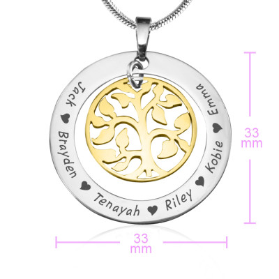 Customised Two Tone Gold My Family Tree Pendant Necklace