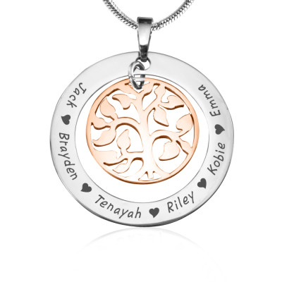 Personalised Two Tone My Family Tree Necklace - Rose Gold