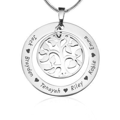 Custom Engraved My Family Tree Pendant in Sterling Silver