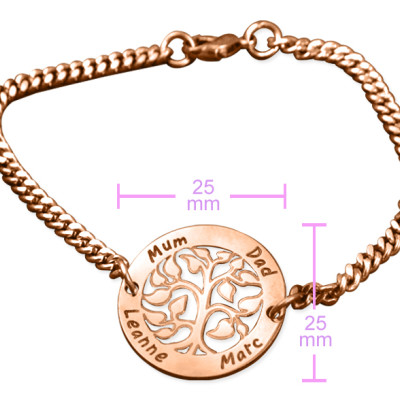 Custom Engraved Tree Bracelet - 18K Rose Gold Plated