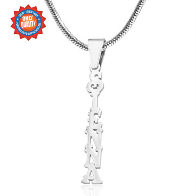 Customisable Vertical Name Tag Necklace - 925 Sterling Silver