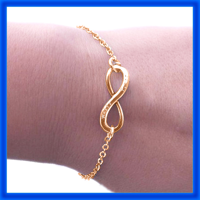 Custom Engraved Classic Infinity Bracelet/Anklet in 18K Rose Gold Plated