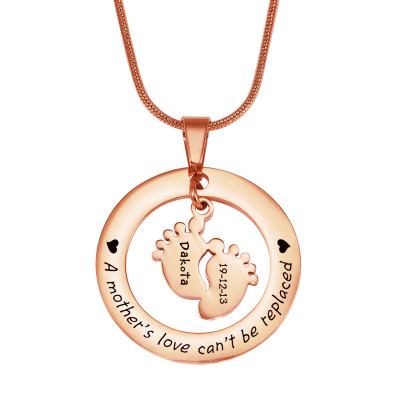 Personalised "Cant Be Replaced" 18ct Rose Gold Necklace - Single Feet 18mm