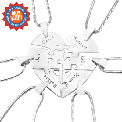 Custom Hexagon Heart Puzzle Pendant Necklace
