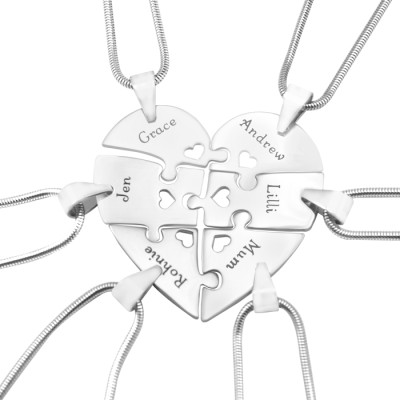 Custom Hexagon Heart Puzzle Pendant Necklace