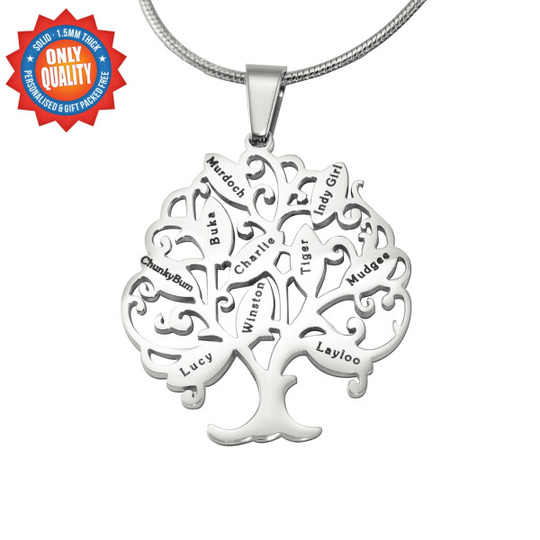 Personalised Tree of Life Necklace 10 - Sterling Silver