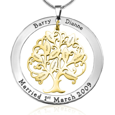 Customised Tree of Life Keepsake Necklace with Two Tone Gold Design