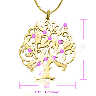 Personalised Tree of Life Necklace, 10-18ct Gold Plated
