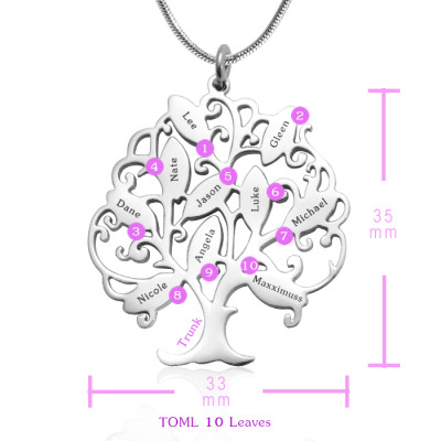 Personalised Tree of Life Necklace 10 - Sterling Silver