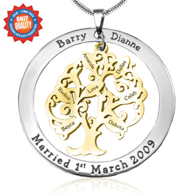 Personalised Tree of My Life Washer 7 - Two Tone - Gold Tree - By The Name Necklace;
