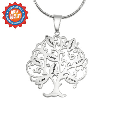 Personalised Tree of My Life Necklace 8 - Sterling Silver - By The Name Necklace;