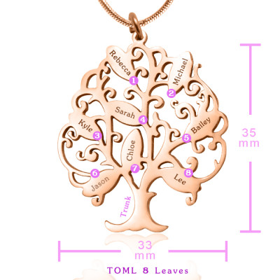 Customised Tree of Life Pendant Necklace - Rose Gold Plated 8-18ct